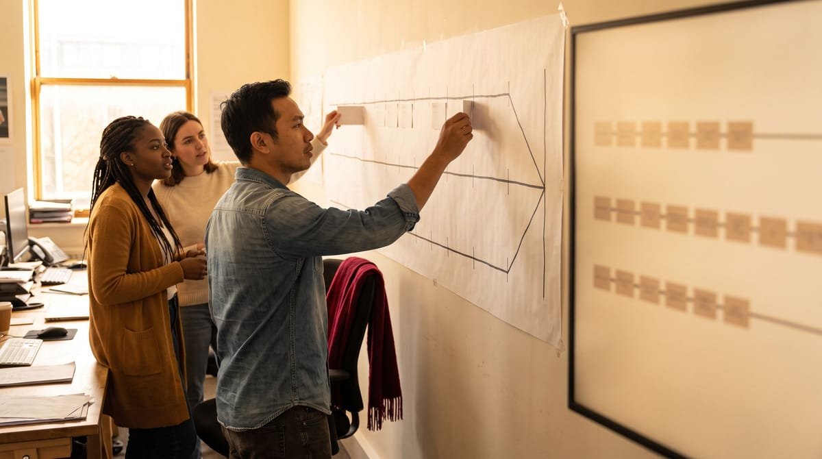 One date, three tracks: Subtitle, metadata and dubbing tracks planned on one wall schedule converging.