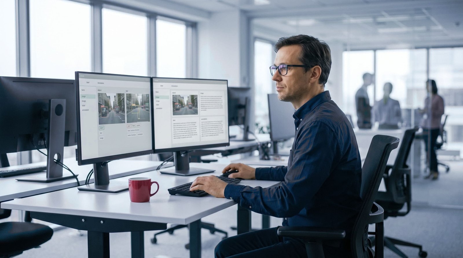 AI Data Annotation Vendor buyer guide: MoniSa specialists reviewing multilingual AI data materials and annotation notes.