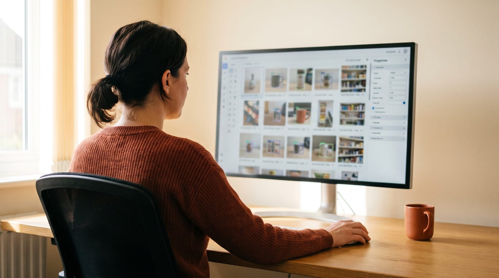 Visual search image data: A dataset reviewer working through an image-annotation grid.