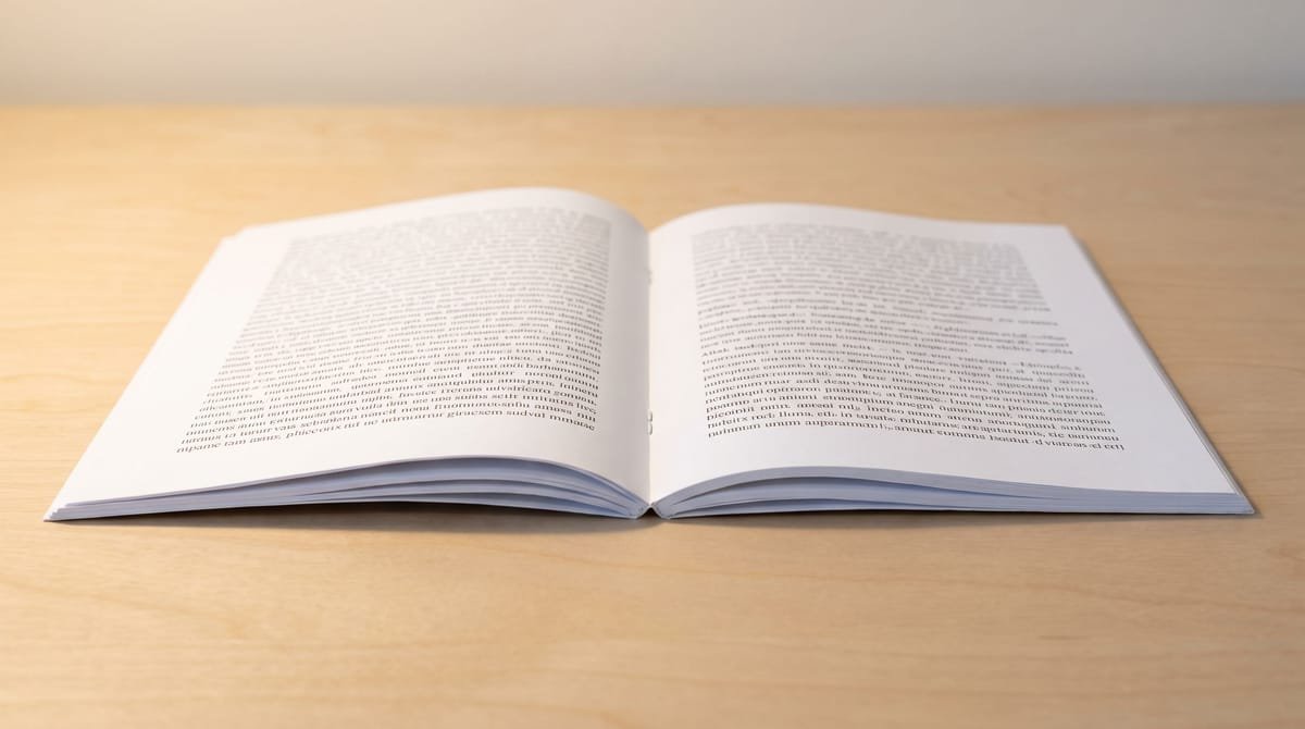 Acholi translation visual: A bound glossary booklet lying open flat, its spine cracked from use.