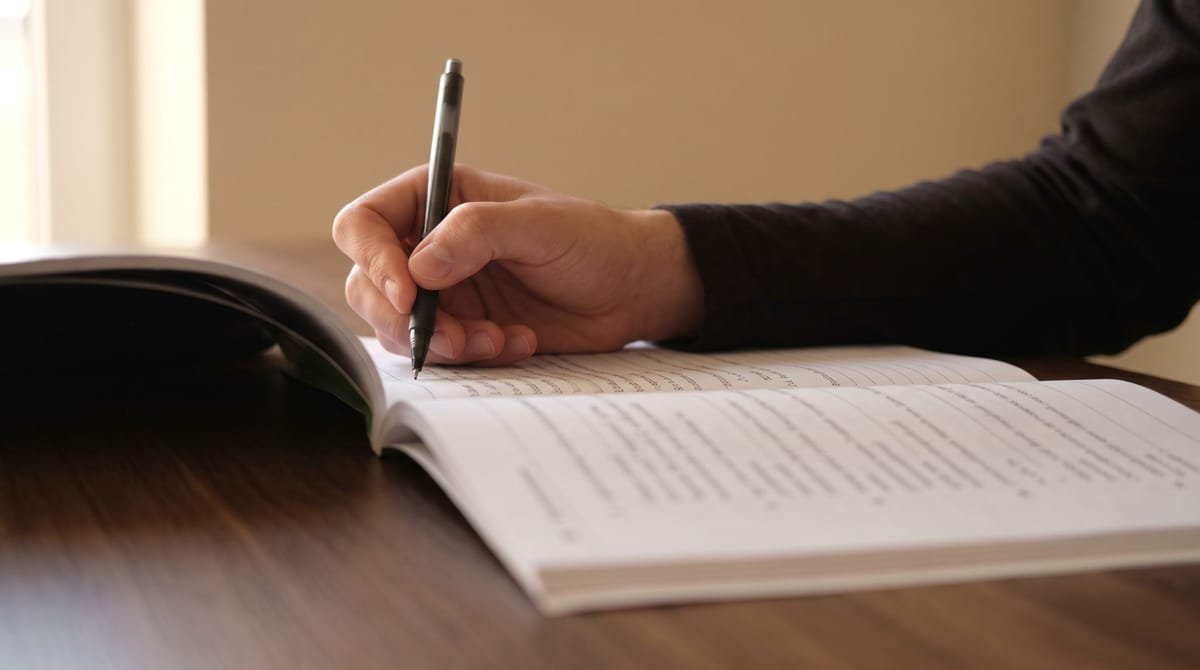 Q'anjob'al translation visual: A hand writing between the printed lines of an exercise sheet.