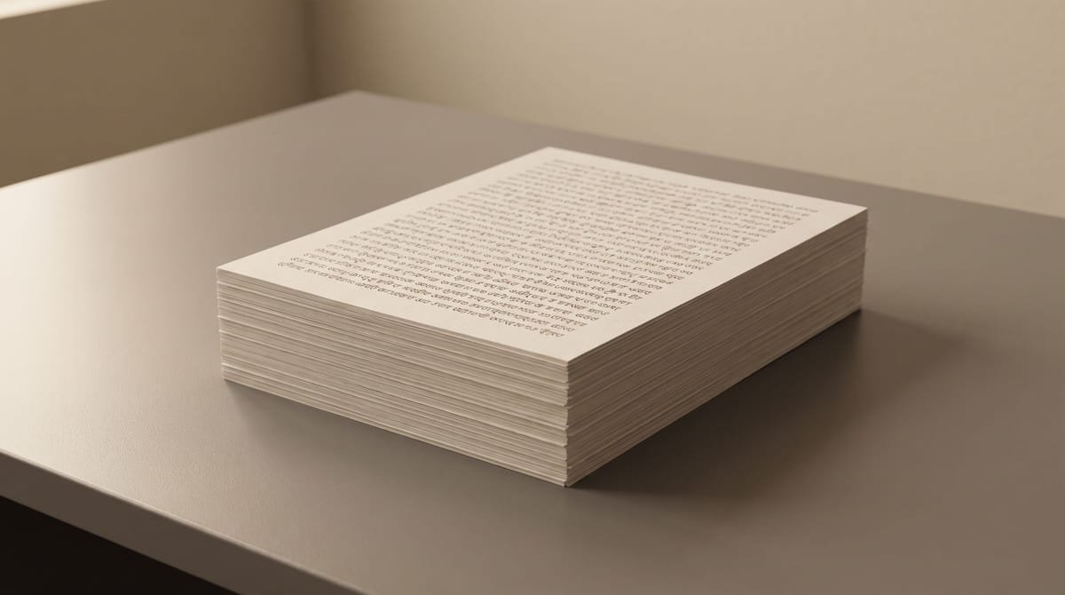 Sylheti translation visual: A stack squared to a hair, every corner in line.