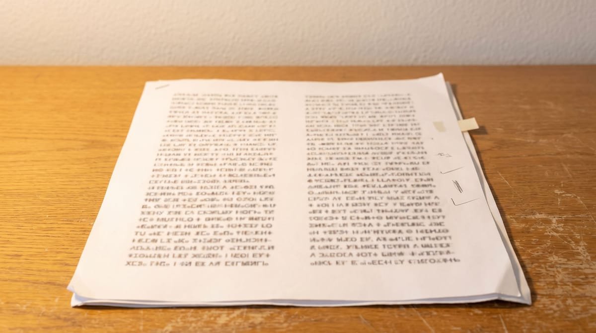 Tamazight translation visual: A two-column reference list lying flat on the desk, entries running its full depth.