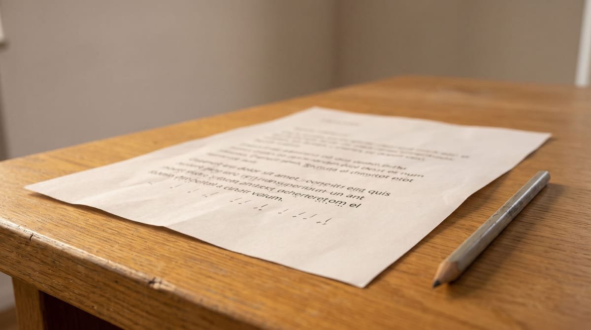 Yoruba translation visual: A sheet with underdot marks pencilled in beneath the printed line.