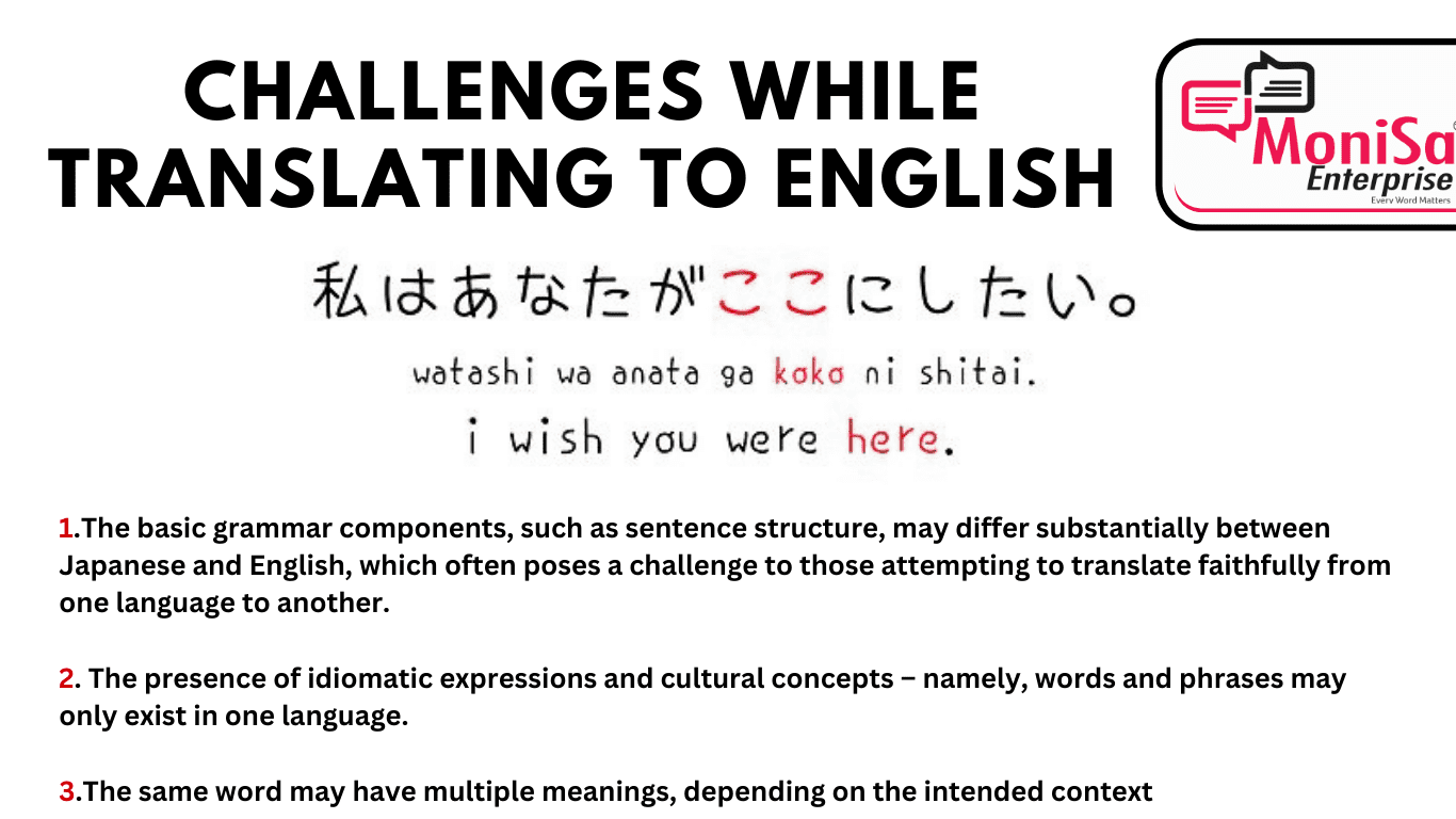 Challenges in Japanese to English Translation
